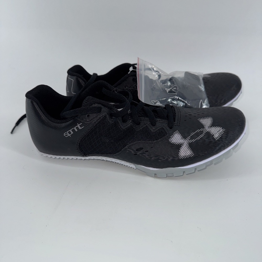 Under Armour UA Kick Sprint 4 Track Spikes Black/White/Gray Mens 9.5/ Women's 11